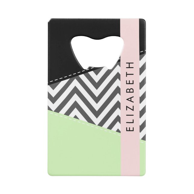 Grey Zigzag, Grey Chevron, Mint, Your Name (Front)