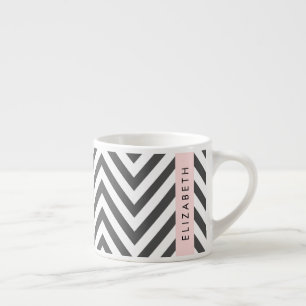 Grey Zigzag, Grey Chevron, Mint, Your Name Espresso Cup