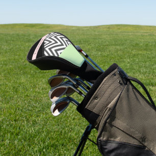 Grey Zigzag, Grey Chevron, Mint, Your Name Golf Head Cover