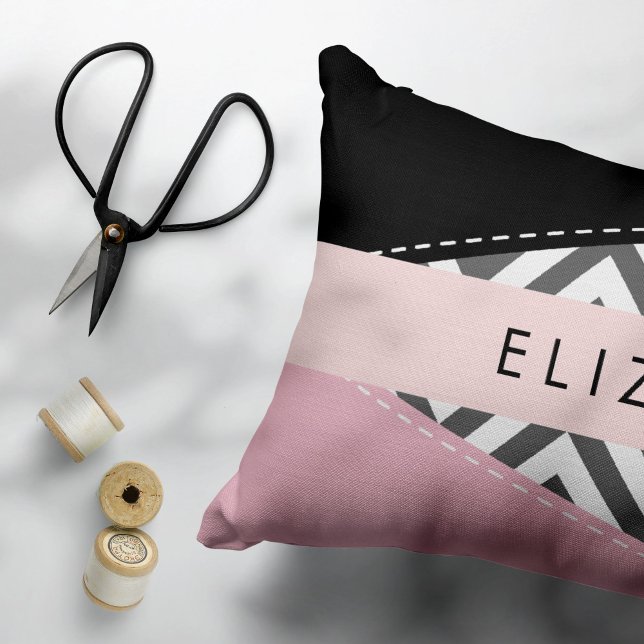 Grey Zigzag, Grey Chevron, Pink, Your Name Pillowcase (Creator Uploaded)