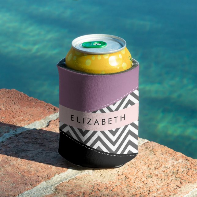 Grey Zigzag, Grey Chevron, Purple, Your Name Can Cooler (In Situ Pool)