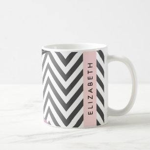 Grey Zigzag, Grey Chevron, Purple, Your Name Coffee Mug