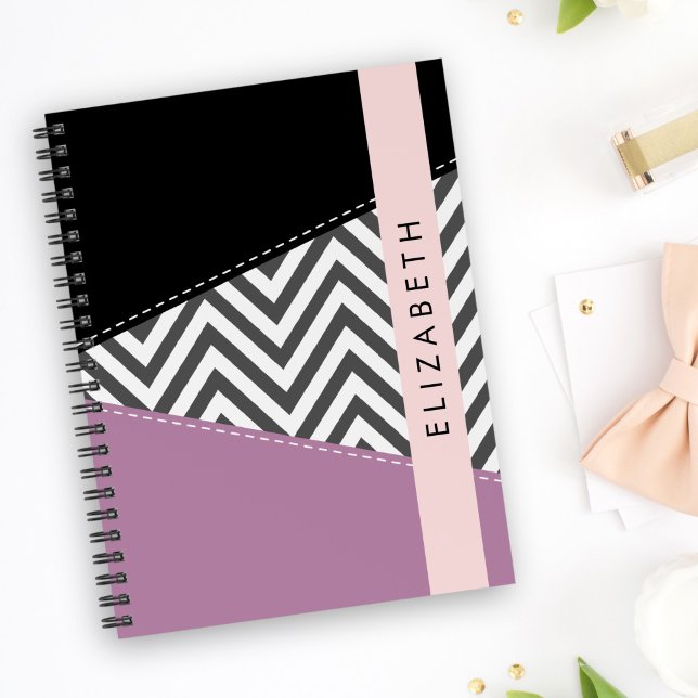 Grey Zigzag, Grey Chevron, Purple, Your Name Planner (Creator Uploaded)