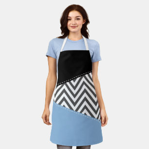 Grey Zigzag, Grey Chevron, Zigzag Pattern, Blue Apron