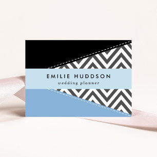 Grey Zigzag, Grey Chevron, Zigzag Pattern, Blue Business Card
