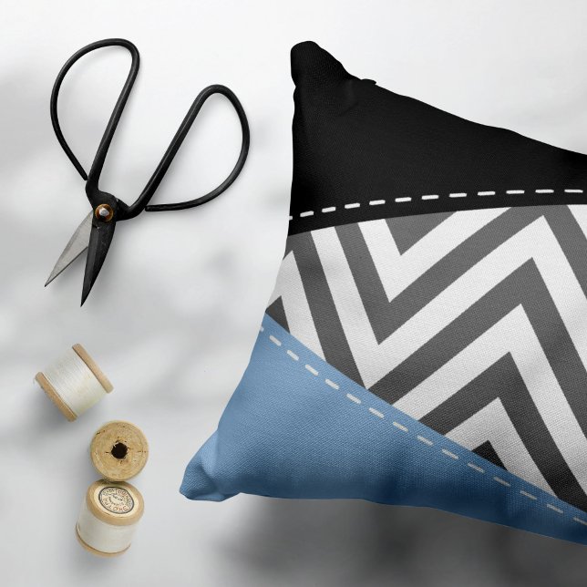 Grey Zigzag, Grey Chevron, Zigzag Pattern, Blue Pillowcase (Creator Uploaded)