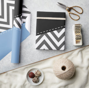 Grey Zigzag, Grey Chevron, Zigzag Pattern, Blue Wrapping Paper