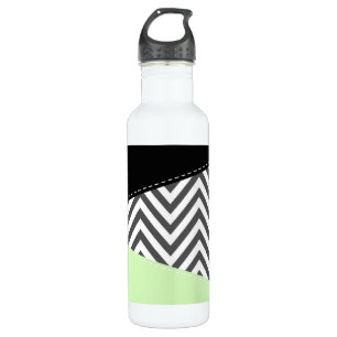 Grey Zigzag, Grey Chevron, Zigzag Pattern, Mint 710 Ml Water Bottle