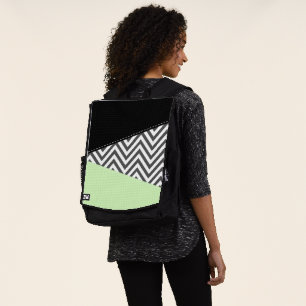 Grey Zigzag, Grey Chevron, Zigzag Pattern, Mint Backpack