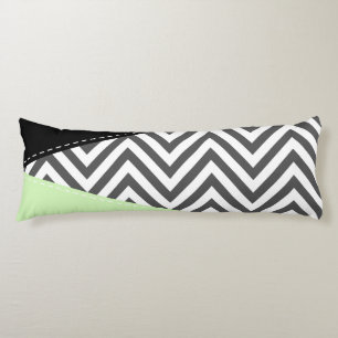 Grey Zigzag, Grey Chevron, Zigzag Pattern, Mint Body Cushion
