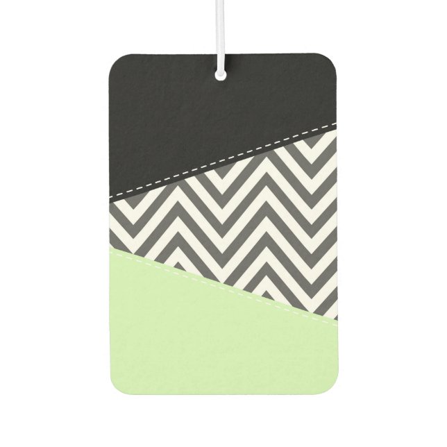 Grey Zigzag, Grey Chevron, Zigzag Pattern, Mint Car Air Freshener (Front)