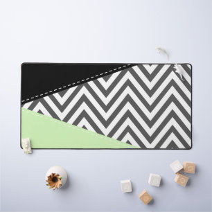 Grey Zigzag, Grey Chevron, Zigzag Pattern, Mint Desk Mat