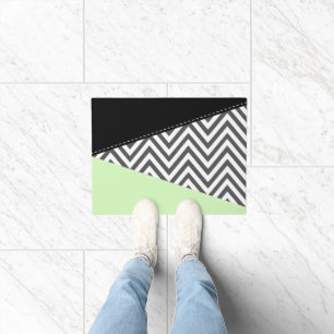 Grey Zigzag, Grey Chevron, Zigzag Pattern, Mint Doormat