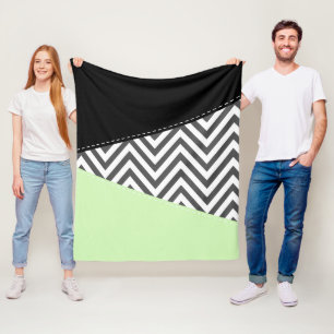 Grey Zigzag, Grey Chevron, Zigzag Pattern, Mint Fleece Blanket