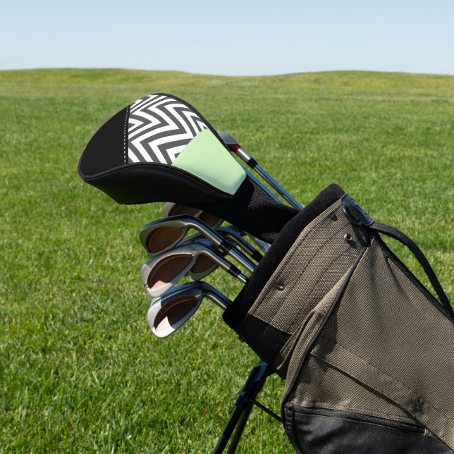 Grey Zigzag, Grey Chevron, Zigzag Pattern, Mint Golf Head Cover (In Situ)