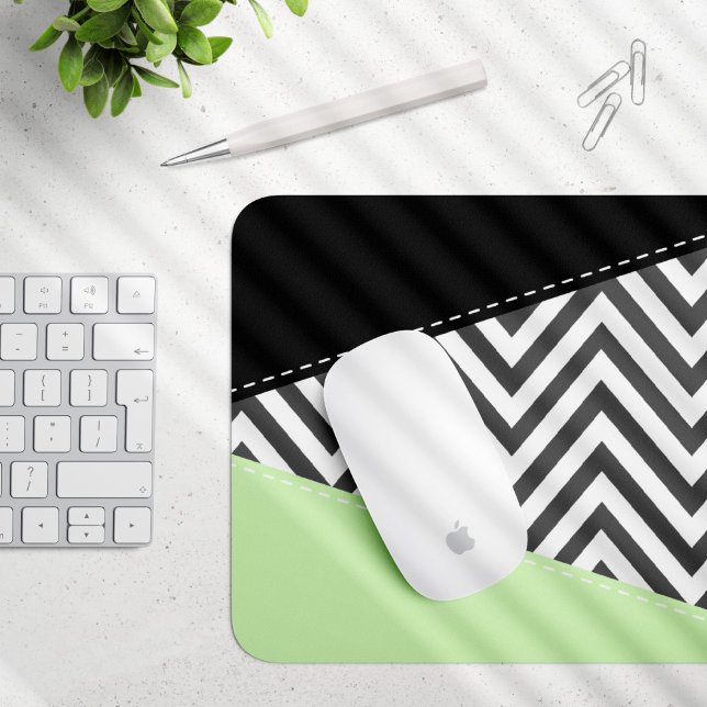 Grey Zigzag, Grey Chevron, Zigzag Pattern, Mint Mouse Mat (Creator Uploaded)