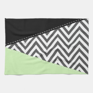 Grey Zigzag, Grey Chevron, Zigzag Pattern, Mint Tea Towel