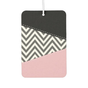 Grey Zigzag, Grey Chevron, Zigzag Pattern, Pink Car Air Freshener
