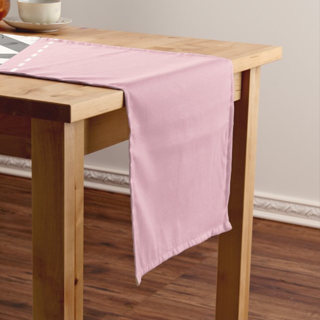 Grey Zigzag, Grey Chevron, Zigzag Pattern, Pink Short Table Runner (In Situ)