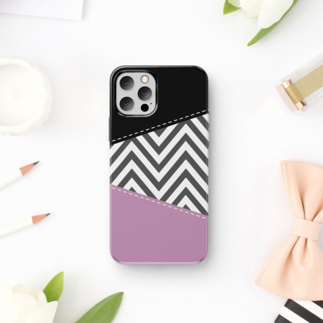 Grey Zigzag, Grey Chevron, Zigzag Pattern, Purple Case-Mate iPhone Case (Creator Uploaded)