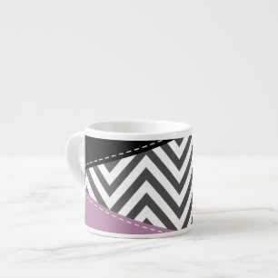 Grey Zigzag, Grey Chevron, Zigzag Pattern, Purple Espresso Cup