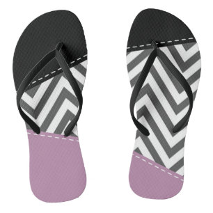 Grey Zigzag, Grey Chevron, Zigzag Pattern, Purple Flip Flops