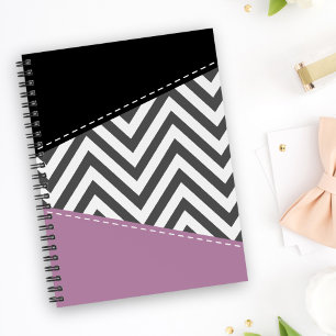 Grey Zigzag, Grey Chevron, Zigzag Pattern, Purple Notebook