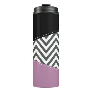 Grey Zigzag, Grey Chevron, Zigzag Pattern, Purple Thermal Tumbler