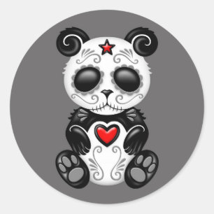 Grey Zombie Sugar Panda Classic Round Sticker