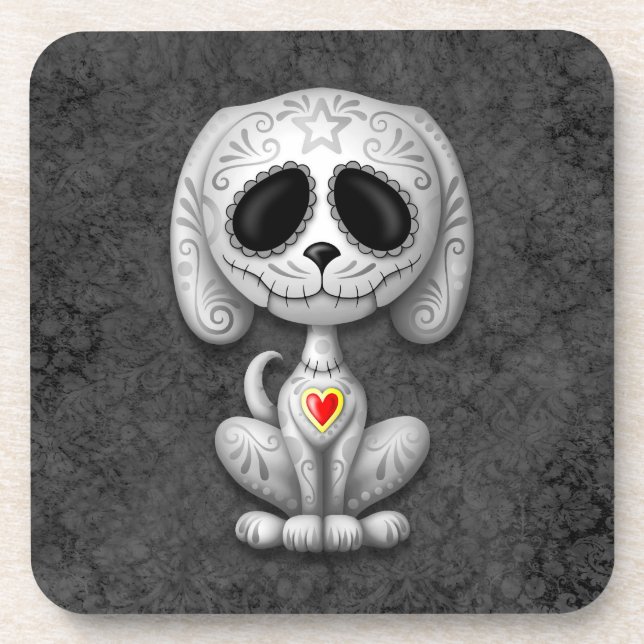 Grey Zombie Sugar Puppy Dog Coaster (Front)