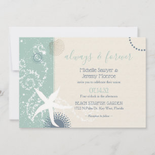 Greyed Jade Dusky Blue Seaside Wedding Invitation