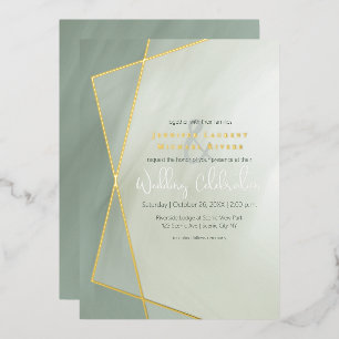 greyed jade gold frame typography wedding gold
