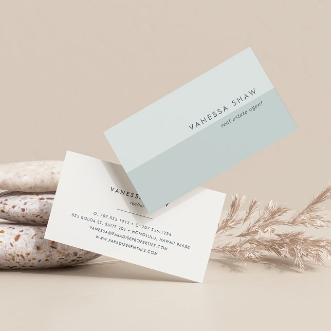 Greyed Jade | Modern Colorblock Business Card (Creator Uploaded)