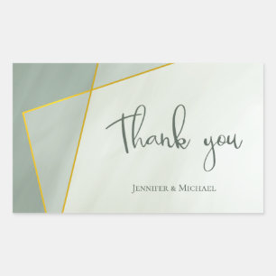 greyed jade modern gold frame wedding rectangular sticker