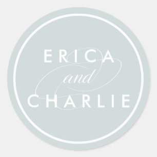 Greyed Jade Personalised Wedding Classic Round Sticker