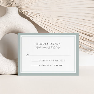 Greyed Jade Simple Border Wedding RSVP Card