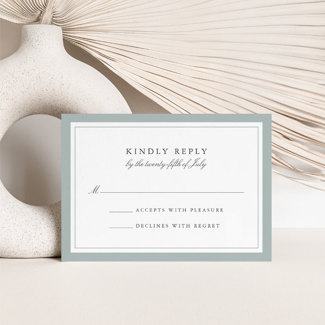 Greyed Jade Simple Border Wedding RSVP Card (Creator Uploaded)
