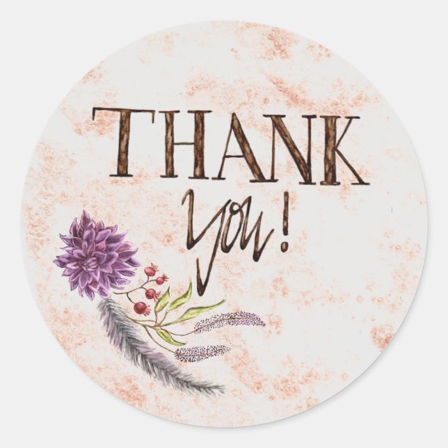 Greyed Rose-Gold Purple Dahlia Classic Round Sticker (Front)