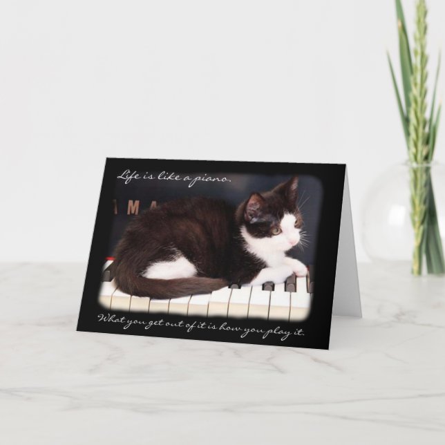 Greyfoot Cat Rescue Life is a Piano Card (Front)