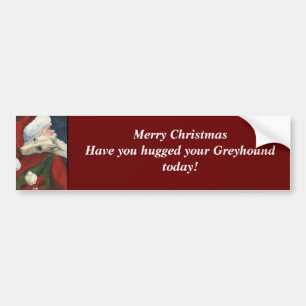 Greyhound and Santa Dog Art Bumper Sticker