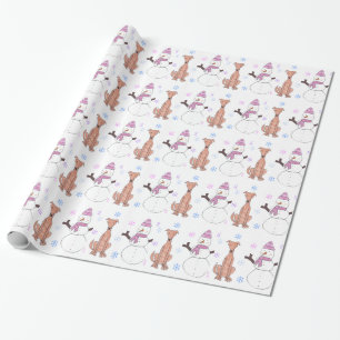 Greyhound And Snowman Wrapping Paper