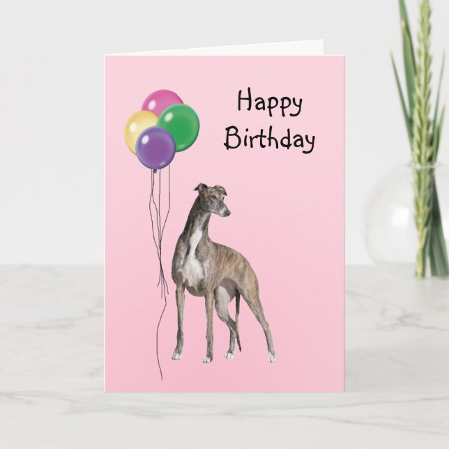 Greyhound, Birthday Balloons Card (Front)