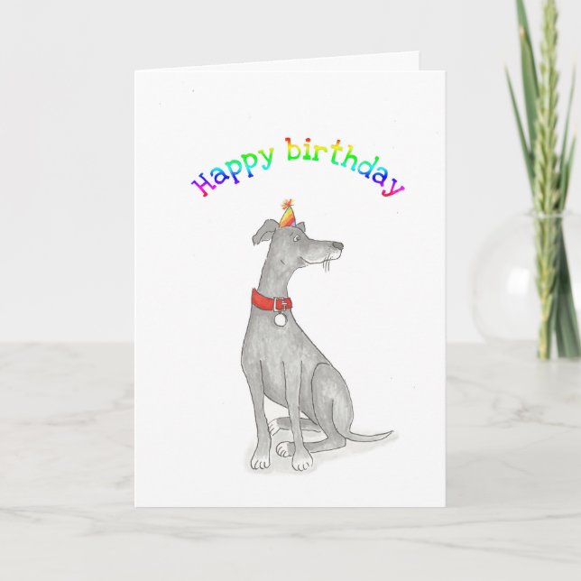 Greyhound birthday card (Front)