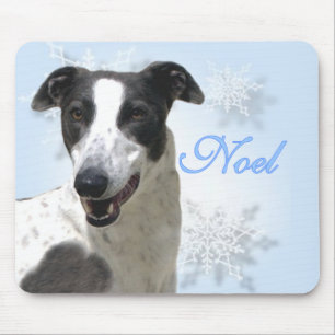 Greyhound Black & White Noel2 Mouse Mat