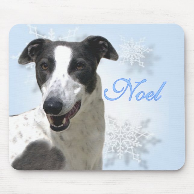 Greyhound Black & White Noel2 Mouse Mat (Front)