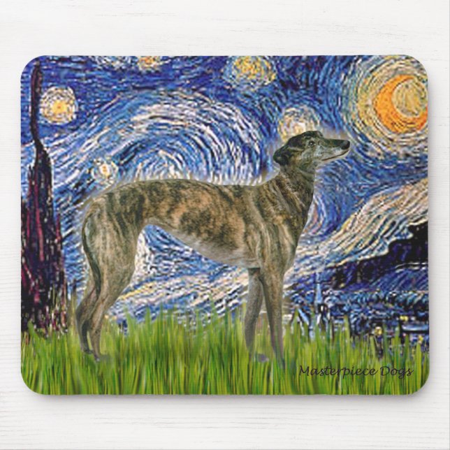Greyhound (br2) - Starry Night Mouse Mat (Front)