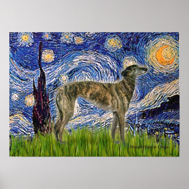 Greyhound (br2) - Starry Night Poster (Front)