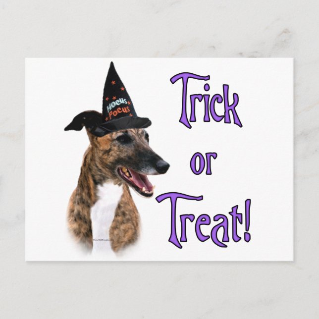 Greyhound (brindle) Trick Postcard (Front)