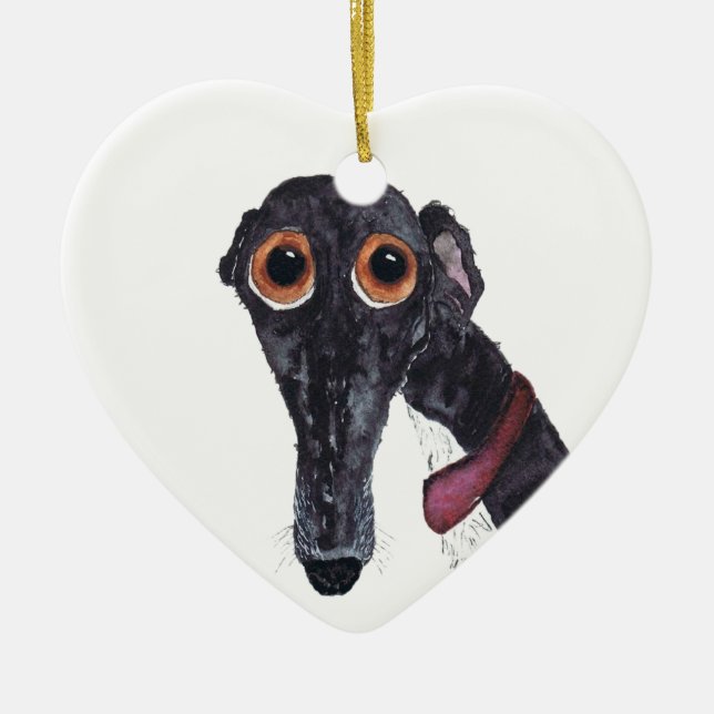 GREYHOUND CERAMIC TREE DECORATION (Front)