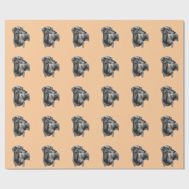 Greyhound Charcoal Hand Drawn Artwork Wrapping Paper (Flat)